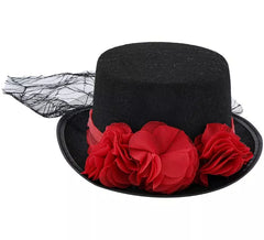 Chapeau haut de forme de vampire avec roses et voile