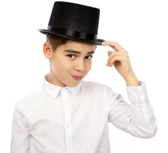 Chapeau haut de forme élégant noir pour enfant 25x22x10 cm