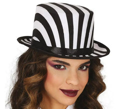 Chapeau haut de forme rayé noir et blanc