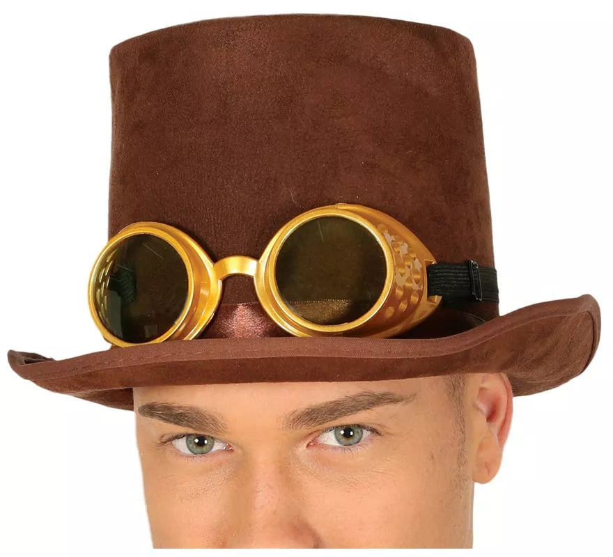 Translation missing: fr.Chistera Steampunk Marrón con Gafas
