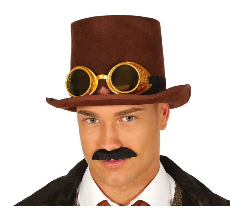 Translation missing: fr.Chistera Steampunk Marrón con Gafas