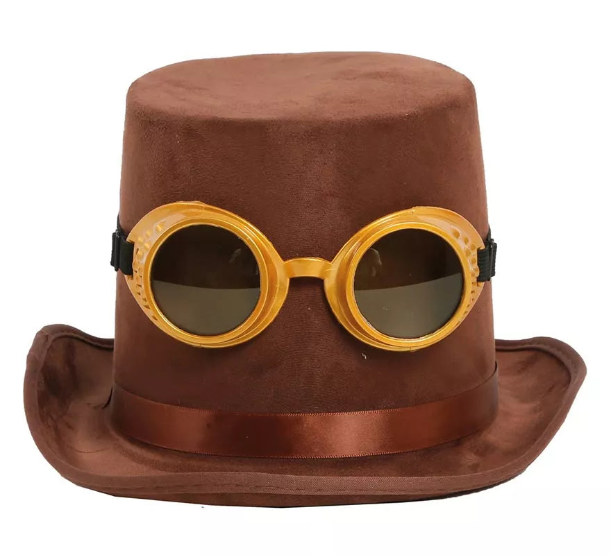 Translation missing: fr.Chistera Steampunk Marrón con Gafas