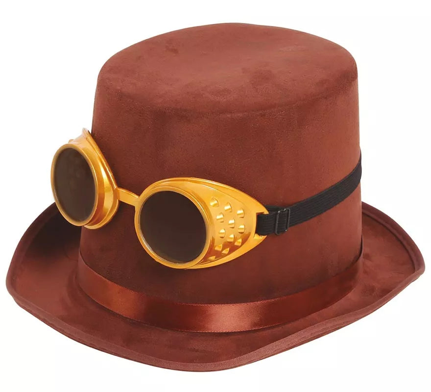 Translation missing: fr.Chistera Steampunk Marrón con Gafas