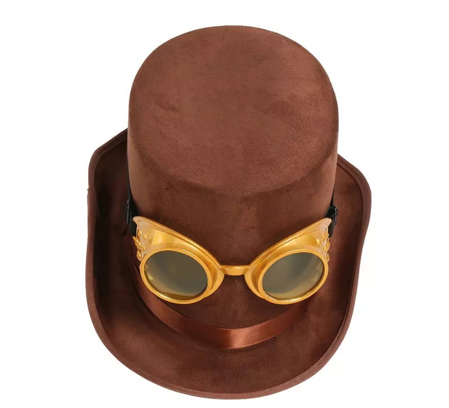 Translation missing: fr.Chistera Steampunk Marrón con Gafas