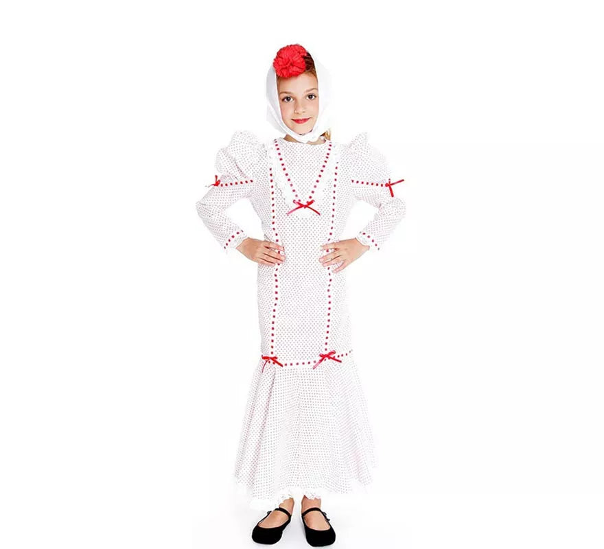 Translation missing: fr.Chulapa blanco lunares rojos pequeños para niña