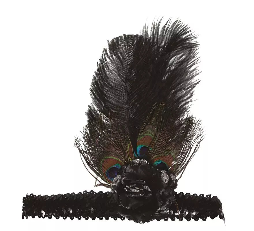 Translation missing: fr.Cinta de Lentejuelas Negra con Plumas