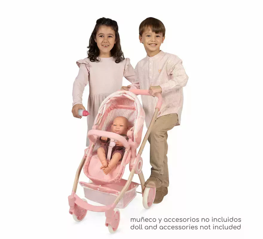 Coche de Muñecas de hasta 48 cm 3 en 1 Plegable con Bolso