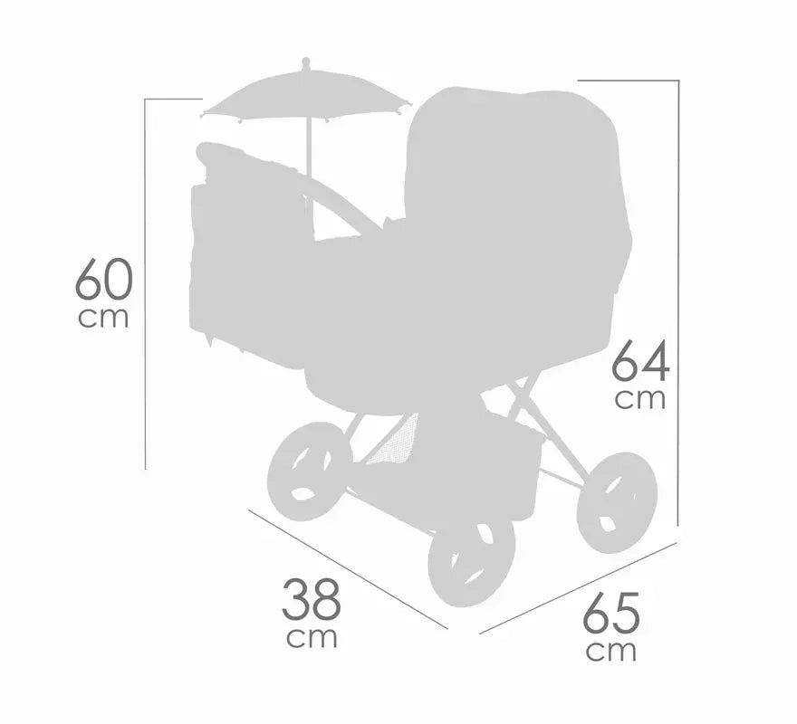 Translation missing: fr.Coche de Muñecas de hasta 48 cm Plegable con Sombrilla y Bolso