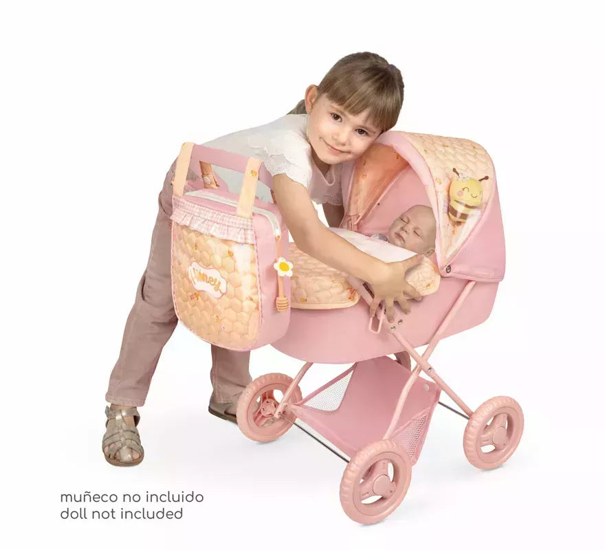 Coche de Muñecas de hasta 48 cm Plegable con Sombrilla y Bolso