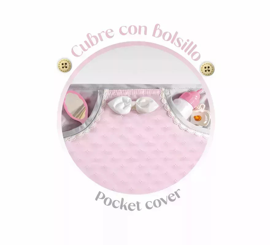 Coche de Muñecas de hasta 48 cm Plegable con Sombrilla y Bolso