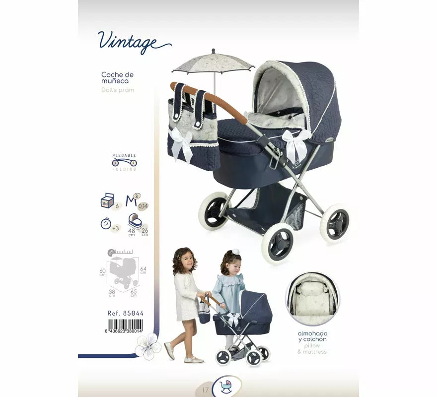 Translation missing: fr.Coche de Muñecas de hasta 48 cm Plegable con Sombrilla y Bolso