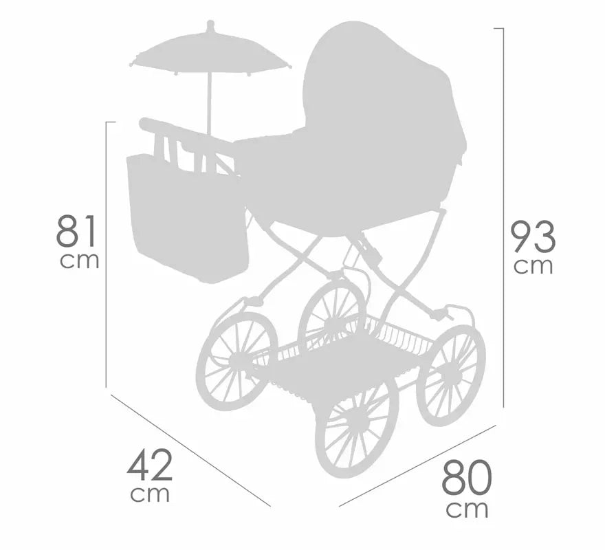 Translation missing: fr.Coche de Muñecas de hasta 48 cm Plegable con Sombrilla y Bolso