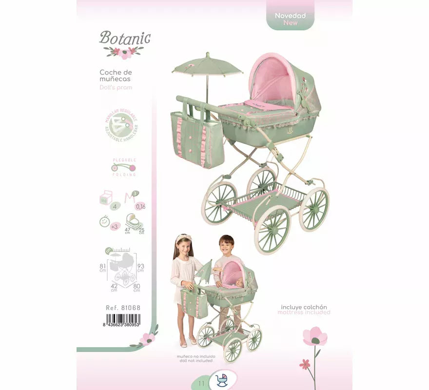 Translation missing: fr.Coche de Muñecas de hasta 48 cm Plegable con Sombrilla y Bolso