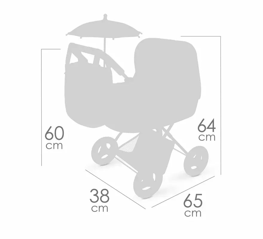 Translation missing: fr.Coche de Muñecas de hasta 48 cm Plegable con Sombrilla y Bolso