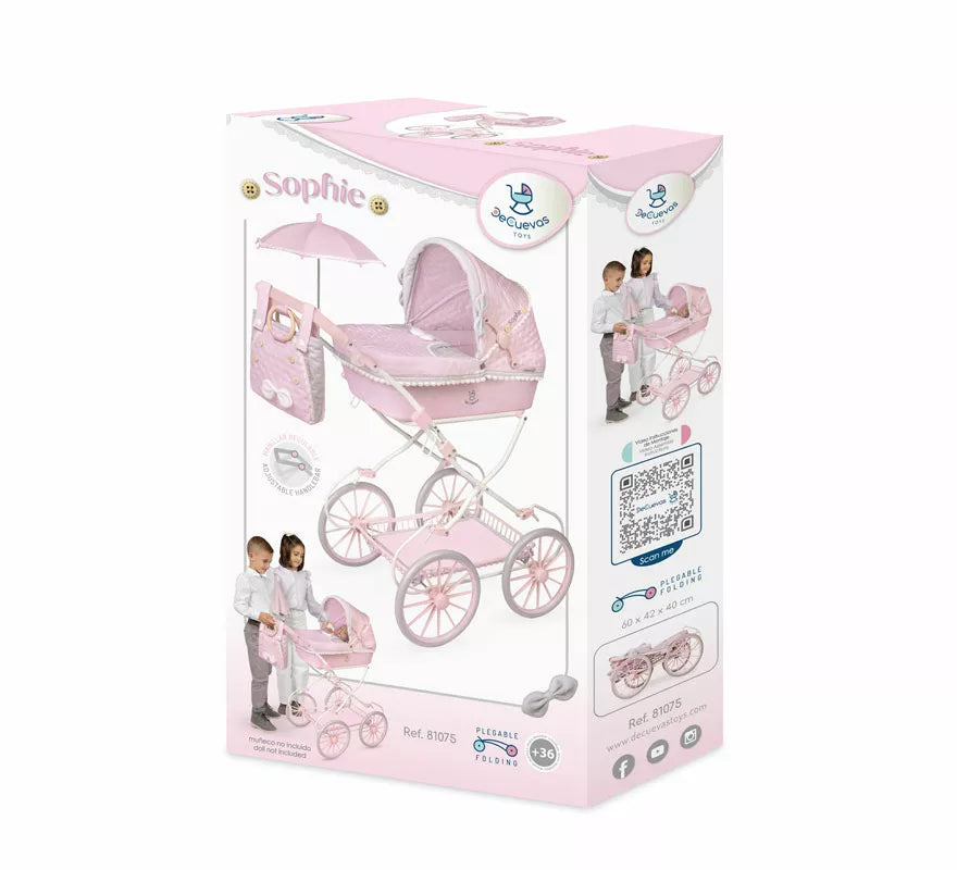 Translation missing: fr.Coche de Muñecas de hasta 48 cm Plegable con Sombrilla y Bolso