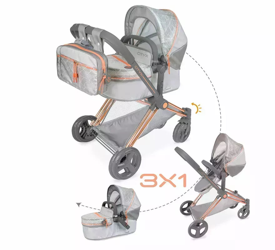 Coche de Muñecas de hasta 50 cm 3 en 1 Plegable