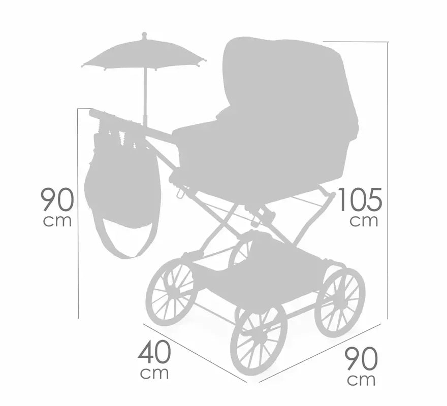 Translation missing: fr.Coche de Reborn de hasta 55 cm Plegable con Sombrilla y Bolso