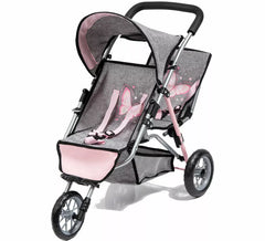 Poussette papillon pour deux poupées à 3 roues