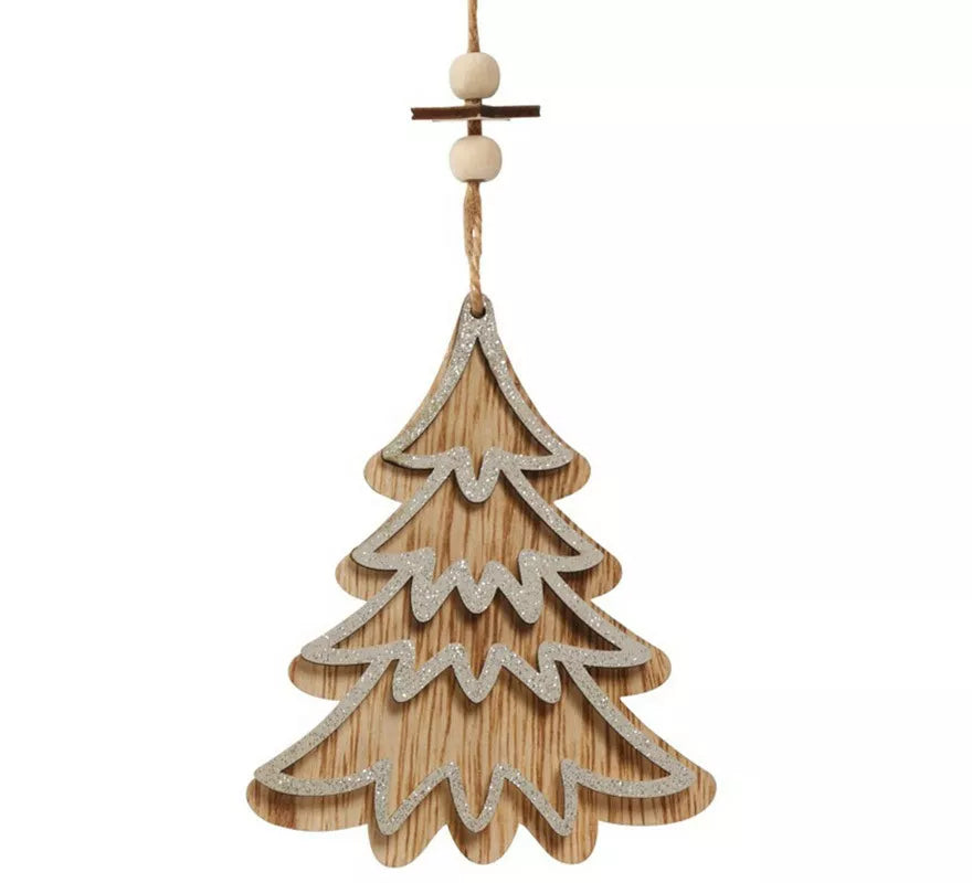 Translation missing: fr.Colgante Árbol de Madera Plata de 12 cms