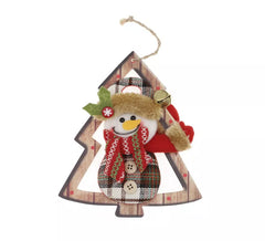 Pendentif sapin de Noël bonhomme de neige 19x16 cm