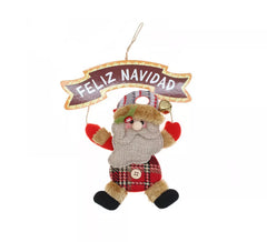 Sapin de Noël Père Noël à suspendre avec pancarte 19x16 cm