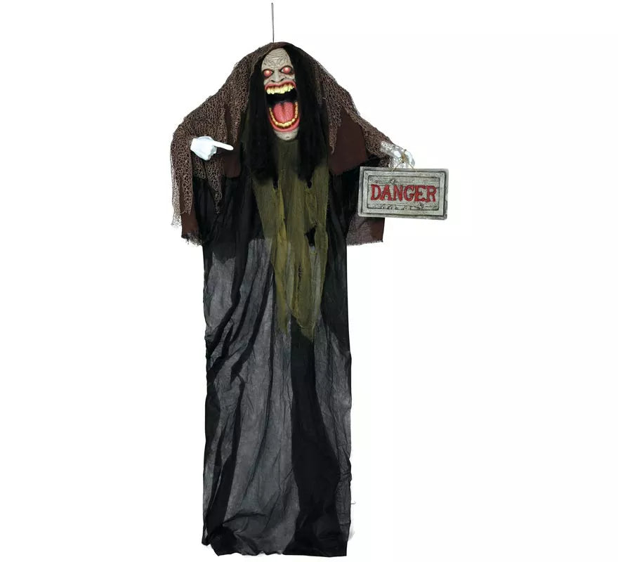 Translation missing: fr.Colgante de Bruja con 'Danger' con Luz, Sonido y Movimiento 180 cm