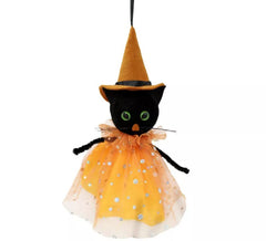Pendentif chat noir habillé 30 cm
