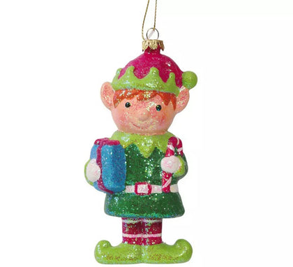 Colgante Elfo con Regalo Azul de 14 cms