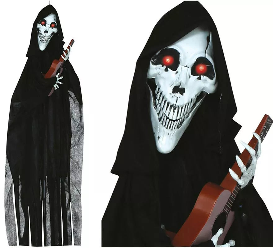 Translation missing: fr.Colgante Esqueleto con Guitarra con Luz, Sonido y Movimiento 120 cm