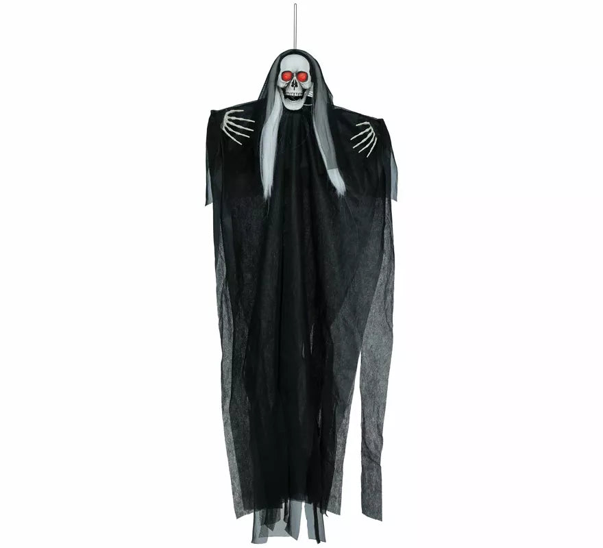Translation missing: fr.Colgante Esqueleto con Pelo Largo Luz, Sonido y Movimiento de 105 cm