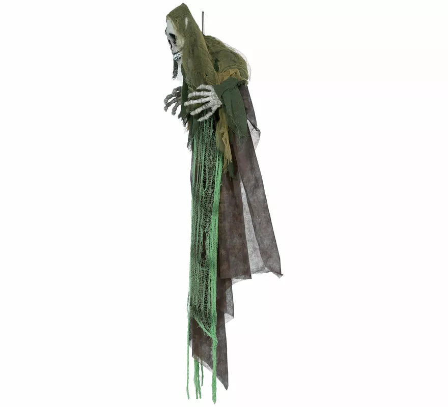 Colgante Esqueleto verde con Luz, Sonido y Movimiento de 165 cm