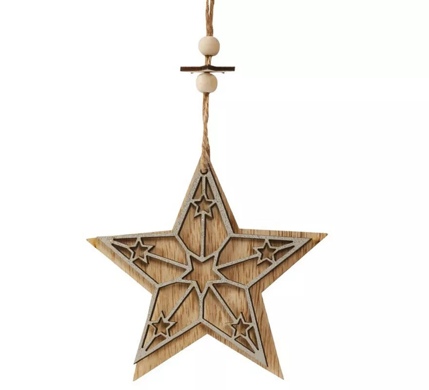 Colgante Estrella de Madera de 12 cms