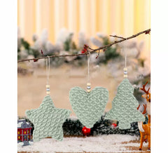 Pendentif étoile, pin ou cœur vert, 12 x 4 x 12 cm, modèles assortis