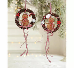 Pendentif en forme de biscuit en pain d'épice, couronne, assorti, 15 cm