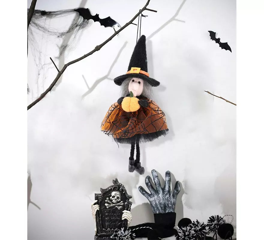 Translation missing: fr.Colgante Muñeca Bruja con Calabaza 21 cm