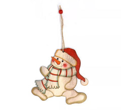 Pendentif Bonhomme de Neige en Bois 12 cm