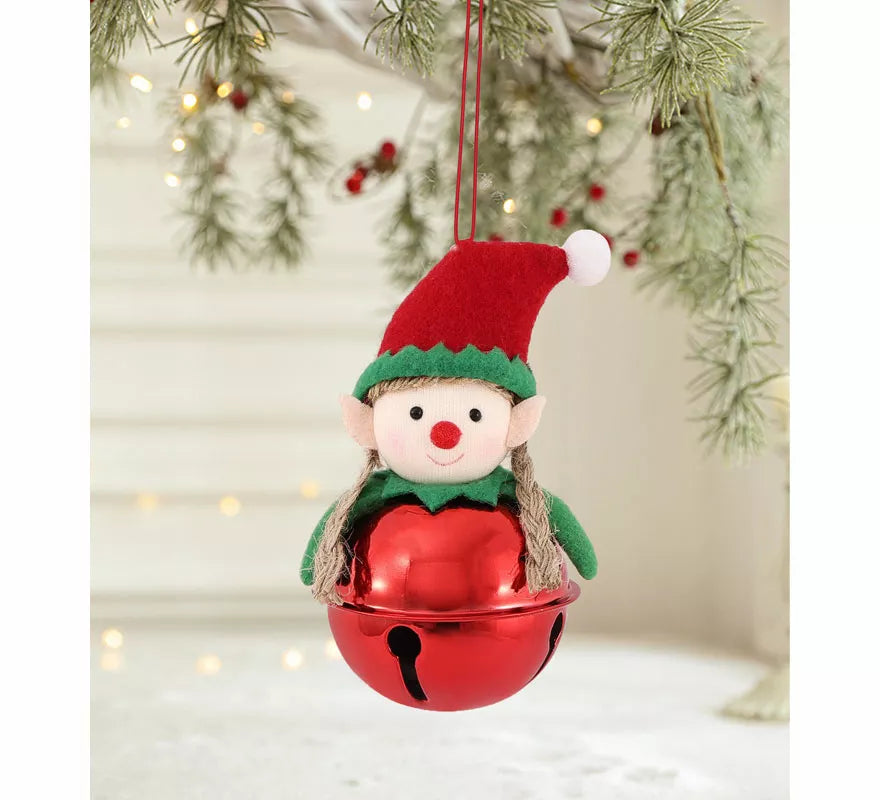 Translation missing: fr.Colgante Navideño de Campana Elfo rojo de 11 cm