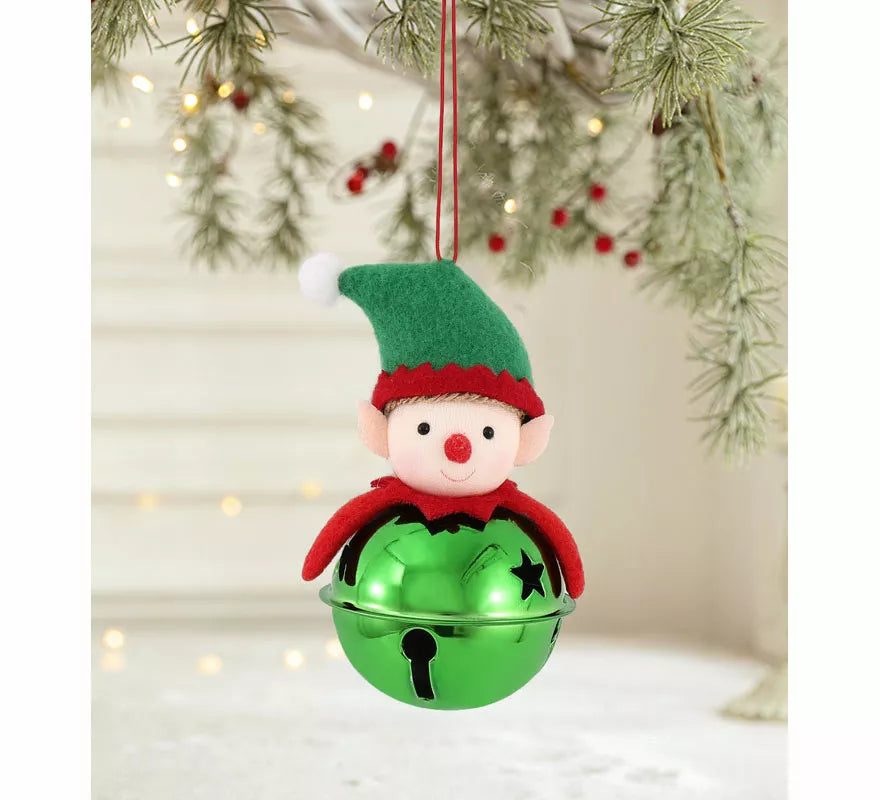 Translation missing: fr.Colgante Navideño de Campana Elfo verde de 11 cm