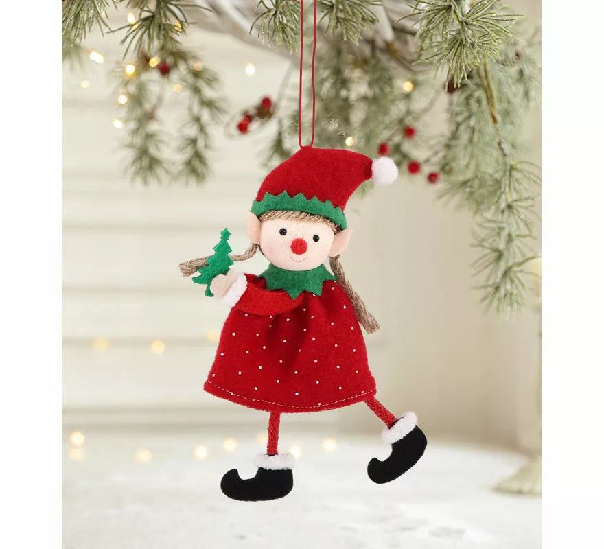 Translation missing: fr.Colgante Navideño de Elfa con Árbol Navidad de 16 cm