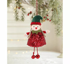 Pendentif de Noël lutin à paillettes de 16 cm