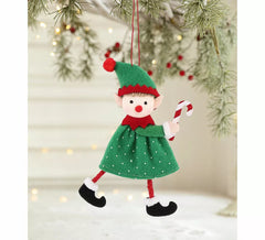 Pendentif lutin de Noël avec canne à sucre 16 cm