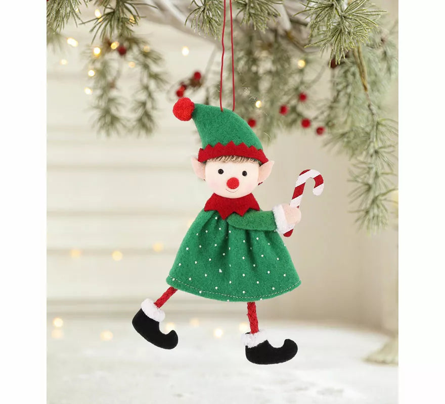 Translation missing: fr.Colgante Navideño de Elfo con Bastón de Caramelo de 16 cm