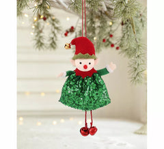 Pendentif de Noël lutin à paillettes de 16 cm