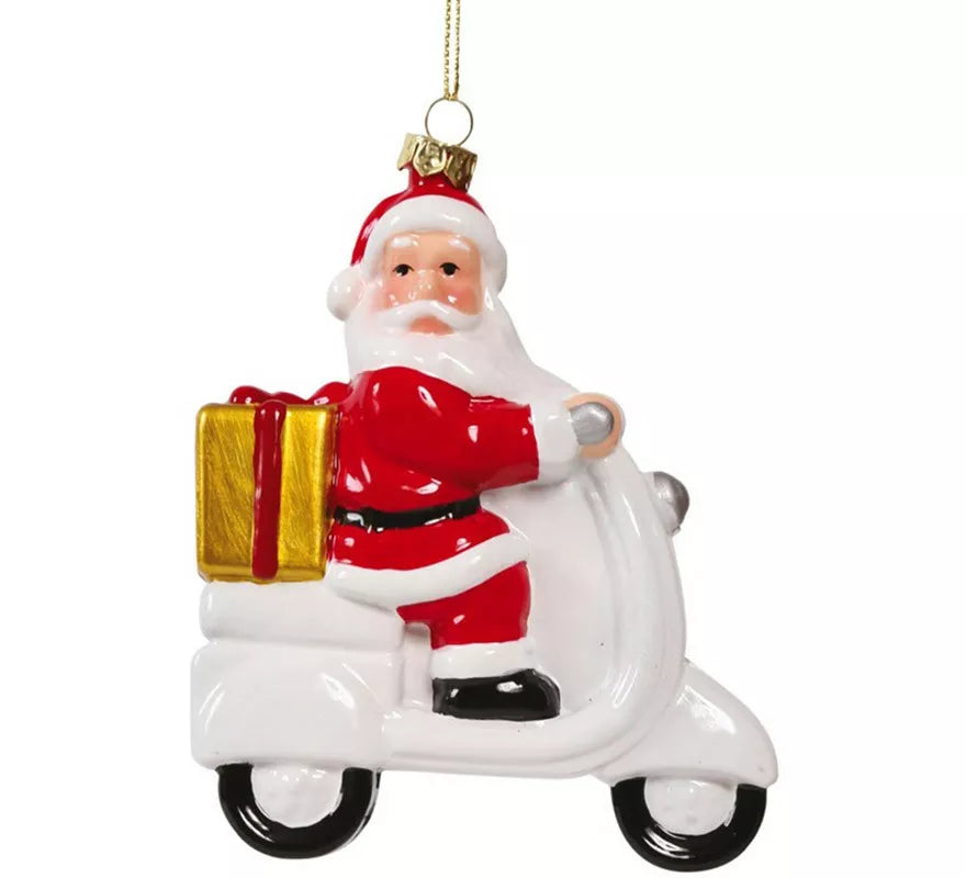 Translation missing: fr.Colgante Noel en Moto Blanca de 14 cms