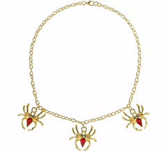 Collier araignée dorée et rouge