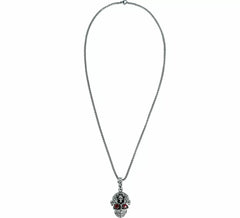 Collier Tête de Mort Yeux Rouges Métal, 5,5 cm