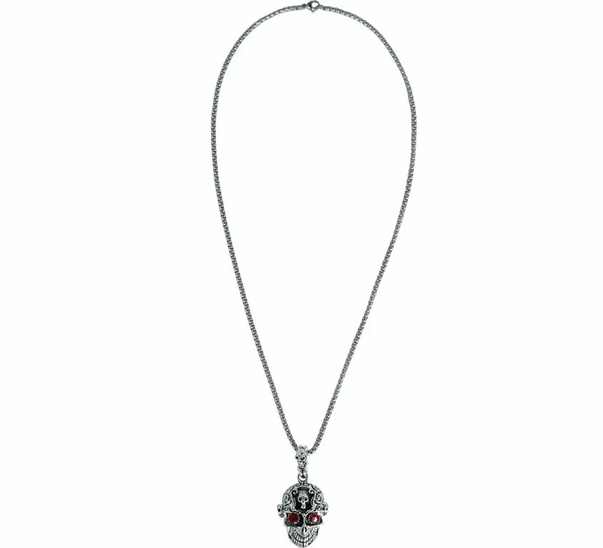 Translation missing: fr.Collar Cabeza Calavera Ojos rojos Metal, 5,5 cm