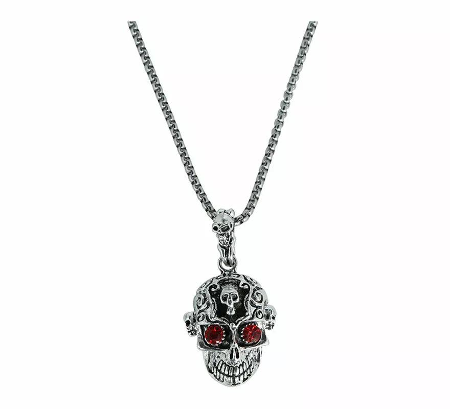 Translation missing: fr.Collar Cabeza Calavera Ojos rojos Metal, 5,5 cm