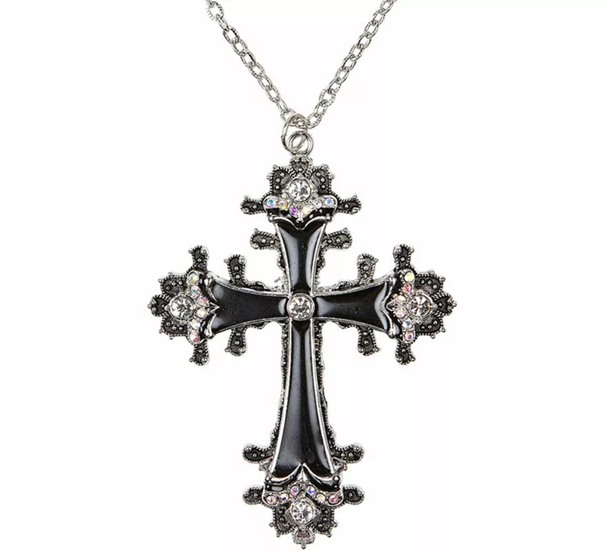 Translation missing: fr.Collar con Colgante de Cruz negra con Strass