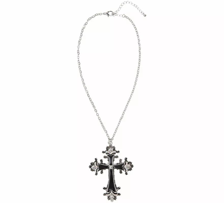 Translation missing: fr.Collar con Colgante de Cruz negra con Strass
